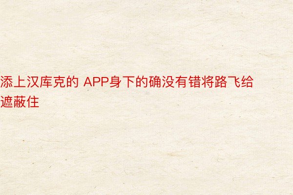 添上汉库克的 APP身下的确没有错将路飞给遮蔽住