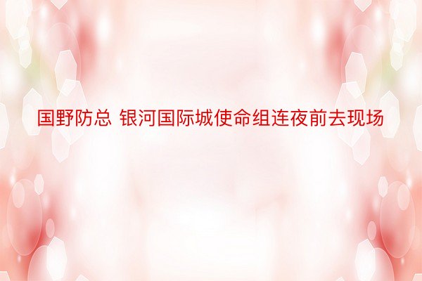 国野防总 银河国际城使命组连夜前去现场